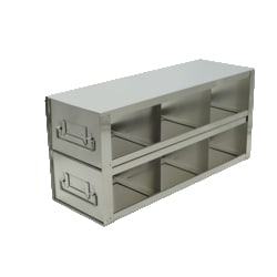 Alkali Scientific&trade; Upright Stainless Steel Large Freezer Racks for 3.75″ Cardboard Boxes 3x2 Configuration, 6 Box Capacity