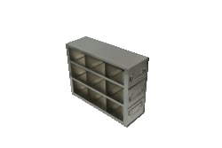 Alkali Scientific&trade; Upright Stainless Steel Freezer Racks for 3.75″ Cardboard Boxes 3x3 Configuration, 9 Box Capacity
