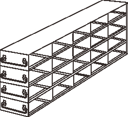 Alkali Scientific™ Upright Freezer Drawer Rack for 96 Deep-Well Microtiter Boxes; 5 x 4 Configuration, 20 Box Capacity