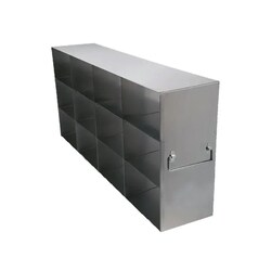 Alkali Scientific&trade; Upright Stainless-Steel Freezer Rack for 50-Cell Hinged Top Plastic Boxes, 4 x 3 Configuration, 12 Box Capacity