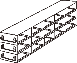Alkali Scientific™ Upright Freezer Drawer Rack for 0.2mL Tube 96-Well PCR Boxes, 5x3 configuration, 15 Box Capacity