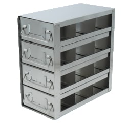 Alkali Scientific&trade; Stainless Steel Upright Freezer Drawer Rack for MATRIX Boxes, FluidX Boxes & Micronic Racks – 12 Box Capacity