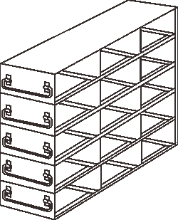 Alkali Scientific&trade; Upright Freezer Drawer Rack for 96 Deep-Well Microtiter Boxes; 3 x 5 Configuration, 15 Box Capacity