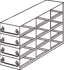 Alkali Scientific™ Upright Freezer Drawer Rack for 0.2mL Tube 96-Well PCR Boxes, 3x4 configuration, 12 Box Capacity