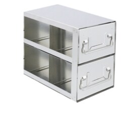 Alkali Scientific&trade; Upright Stainless Steel Large Freezer Racks for 3.75″ Cardboard Boxes 2x2 Configuration, 4 Box Capacity