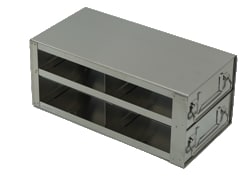 Alkali Scientific&trade; Upright Stainless Steel Freezer Drawer Racks for 2″ Cardboard Boxes 2x2 Configuration, 4 Box Capacity