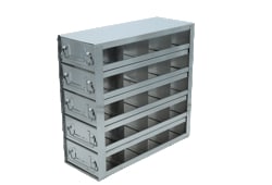 Alkali Scientific&trade; Stainless Steel Upright Freezer Drawer Rack for MATRIX Boxes, FluidX Boxes & Micronic Racks – 20 Box Capacity