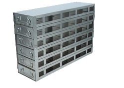 Alkali Scientific&trade; Upright Freezer Racks, 100-Cell Hinged Top Plastic Boxes, 4 x 6 Configuration, 24 Box Capacity