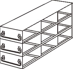 Alkali Scientific&trade; Upright Stainless-Steel Freezer Rack for 50-Cell Hinged Top Plastic Boxes, 3 x 3 Configuration, 9 Box Capacity