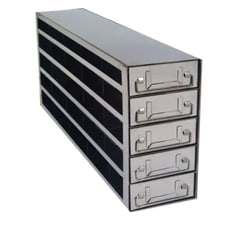 Alkali Scientific&trade; Upright Stainless-Steel Freezer Rack for 50-Cell Hinged Top Plastic Boxes, 5 x 5 Configuration, 25 Box Capacity