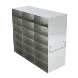 Alkali Scientific&trade; Upright Stainless-Steel Freezer Rack for 50-Cell Hinged Top Plastic Boxes, 3 x 6 Configuration, 18 Box Capacity