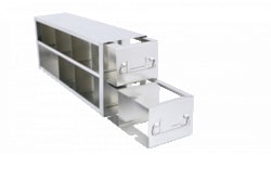 Alkali Scientific&trade; Upright Stainless Steel Large Freezer Racks for 3.75″ Cardboard Boxes 4x2 Configuration, 8 Box Capacity