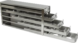 Alkali Scientific&trade; Upright Freezer Rack with Drawers for Standard 2″ Boxes; Top-Loading Rack; Rack Only; 4x5 Configuration, 20 Box Capacity