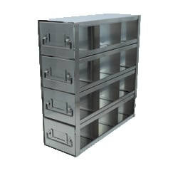 Alkali Scientific&trade; Upright Stainless Steel Freezer Racks for 3.75″ Cardboard Boxes 3x4 Configuration, 12 Box Capacity