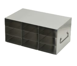 Alkali Scientific&trade; Stainless Steel Upright Freezer Rack for 96-Well Flipper Reversible Boxes, 3 x 3 Configuration, 9 Box Capacity