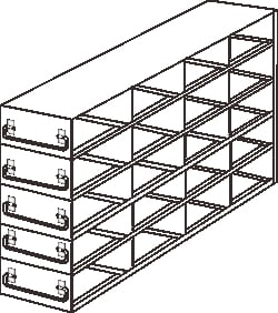 Alkali Scientific™ Upright Freezer Drawer Rack for 96 Deep-Well Microtiter Boxes; 4 x 5 Configuration, 20 Box Capacity