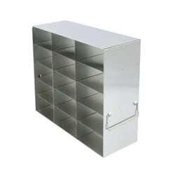 Alkali Scientific&trade; Upright Stainless-Steel Freezer Rack for 50-Cell Hinged Top Plastic Boxes, 3 x 5 Configuration, 15 Box Capacity