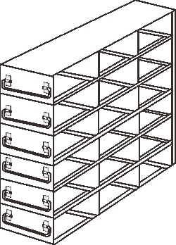 Alkali Scientific&trade; Upright Freezer Racks, 100-Cell Hinged Top Plastic Boxes, 2 x 6 Configuration, 12 Box Capacity