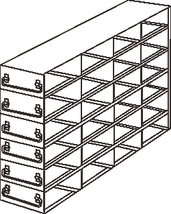 Alkali Scientific&trade; Upright Freezer Drawer Rack for 96 Deep-Well Microtiter Boxes; 4 x 6 Configuration, 24 Box Capacity