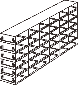 Alkali Scientific&trade; Upright Stainless-Steel Freezer Rack for 50-Cell Hinged Top Plastic Boxes, 6 x 6 Configuration, 36 Box Capacity