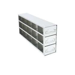 Alkali Scientific&trade; Upright Stainless-Steel Freezer Rack for 50-Cell Hinged Top Plastic Boxes, 5 x 3 Configuration, 15 Box Capacity