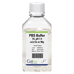Alkali Scientific&nbsp;CellPro&trade; PBS Buffer, 1X, pH 7.4, without Calcium or Magnesium, Sterile Filtered, 1000mL, 10/Case