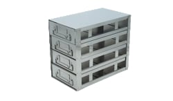 Alkali Scientific&trade; Upright Freezer Racks, 100-Cell Hinged Top Plastic Boxes, 8 Box Capacity