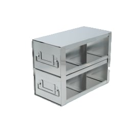 Alkali Scientific&trade; Upright Stainless Steel Freezer Racks for 3.75″ Cardboard Boxes 2x2 Configuration, 4 Box Capacity
