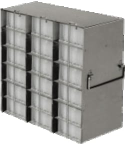 Alkali Scientific™ Upright Freezer Racks for 96 Deep-Well Microtiter Plates and Microtube Racks with Locking Rod – Rack Only – 3 x 6, 18 Box Capacity