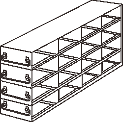 Alkali Scientific&trade; Upright Freezer Rack for SBS formatted boxes, 4x4 configuration
