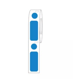 Alkali Scientific&nbsp;ASI&trade; Direct Thermal Cryo Label, 33x13mm & 9.5mm Dot for 2.0mL Tubes/Vials, 500 Sets, 1/Roll, Blue