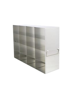 Alkali Scientific&trade; Upright Stainless Steel Freezer Rack (UFH50-44) for 50-Cell Hinged Top Plastic Boxes, 4 x 4 Configuration, 16 Box Capacity