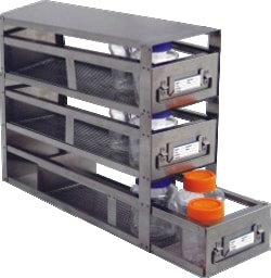 Alkali Scientific&nbsp;ASI&trade; Freezer Drawer Racks for Storage of Bottles, 3 Drawers, Drawer Area Capacity: 20 5/8″ x 4 1/2″