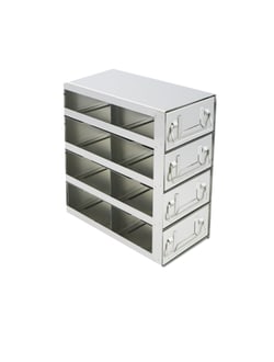 Alkali Scientific&trade; Upright Stainless Steel Large Freezer Racks for 3.75″ Cardboard Boxes 2x4 Configuration, 8 Box Capacity