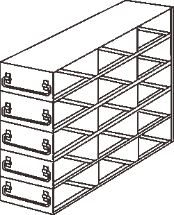 Alkali Scientific&trade; Stainless Steel Upright Freezer Drawer Rack for MATRIX Boxes, FluidX Boxes & Micronic Racks – 15 Box Capacity