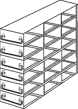 Alkali Scientific&trade; Upright Freezer Drawer Rack for 96 Deep-Well Microtiter Boxes; 3 x 6 Configuration, 18 Box Capacity