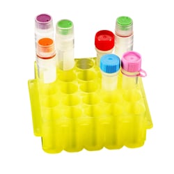 Alkali Scientific&nbsp;ASI&trade; Junior Multitube Mini Rack, Yellow, holds 25 Microtubes & 16 x 0.5 or 16 x 0.2 on Reverse, 10/Pk