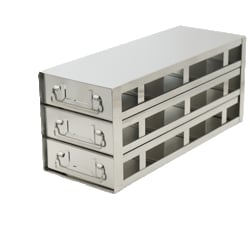 Alkali Scientific&trade; Upright Freezer Racks, 100-Cell Hinged Top Plastic Boxes, 9 Box Capacity