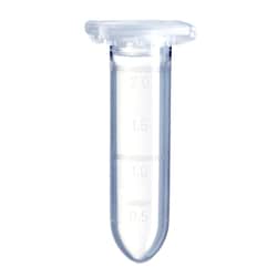 Alkali Scientific&nbsp;CellPro&trade; 2.0mL Microcentrifuge Tubes, Lock Cap, Clear, Round Bottom, DNase, RNase & Pyrogen Free, 500/Pk, 5000/Cs