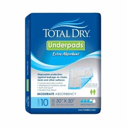 Med Vet International&nbsp;Disposable Underpad TotalDry&trade; 30 X 30 Inch SecureLoc Heavy Absorbency, SP113010, 10/Bag