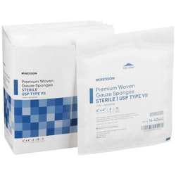 Med Vet International&nbsp;McKesson Sterile USP Type VII Gauze Sponge, 12-Ply, 4 x 4 Inch, 16-42442, 2/Pack