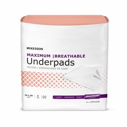 Med Vet International&nbsp;Disposable Underpad McKesson Ultimate Breathable 24 X 36 Inch Fluff / Polymer Heavy Absorbency, UPMX2436, 70/Case