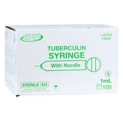 Med Vet International AHS Tuberculin Syringe & Needle, 1mL 27G x 1/2in., Luer Slip, 1000/Case, AH01T2713