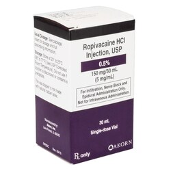 Med Vet International RX Ropivacaine HCL Injection (Generic Naropin), 0.5%, 30mL, 10/Pack