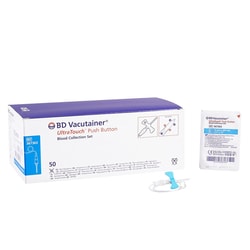 Med Vet International&nbsp;BD Vacutainer UltraTouch&trade; Push Button Blood Collection Set, 25 Gauge, 3/4 Inch Needle Length, Safety Needle, 12 Inch Tubing, Sterile, 50/Box
