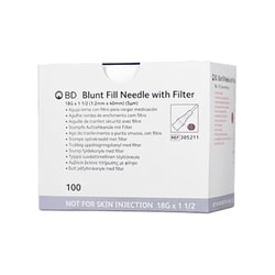 Med Vet International&nbsp;BD Blunt 5 Micron Filter Needle, 18 G x 1.5 in, Thin Wall, 100/Box