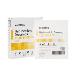 Med Vet International&nbsp;McKesson Hydrocolloid Dressing with Foam Backing, 4 x 4 Inch, 1889, 10/Box