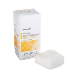 Med Vet International McKesson NonSterile Gauze Sponge, 12-Ply, 4 x 4 Inch, 44122000, 200/Pack
