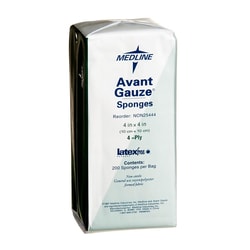 Med Vet International Avant Gauze Nonwoven Sponge, 4 x 4 Inch, 4-Ply, NON25444, 200/Bag