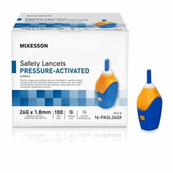 Med Vet International Safety Lancet McKesson 26 Gauge Retractable Pressure Activated Finger, 16-PASL26GX, 100/Box, 20 Boxes